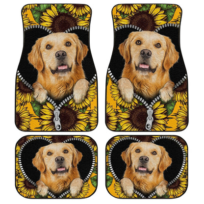 Dog Car Floor Mats Sunflower Field Golden Retriever Inside Zipper Car Mats