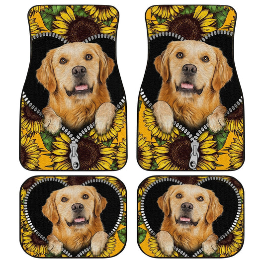 Dog Car Floor Mats Sunflower Field Golden Retriever Inside Zipper Car Mats