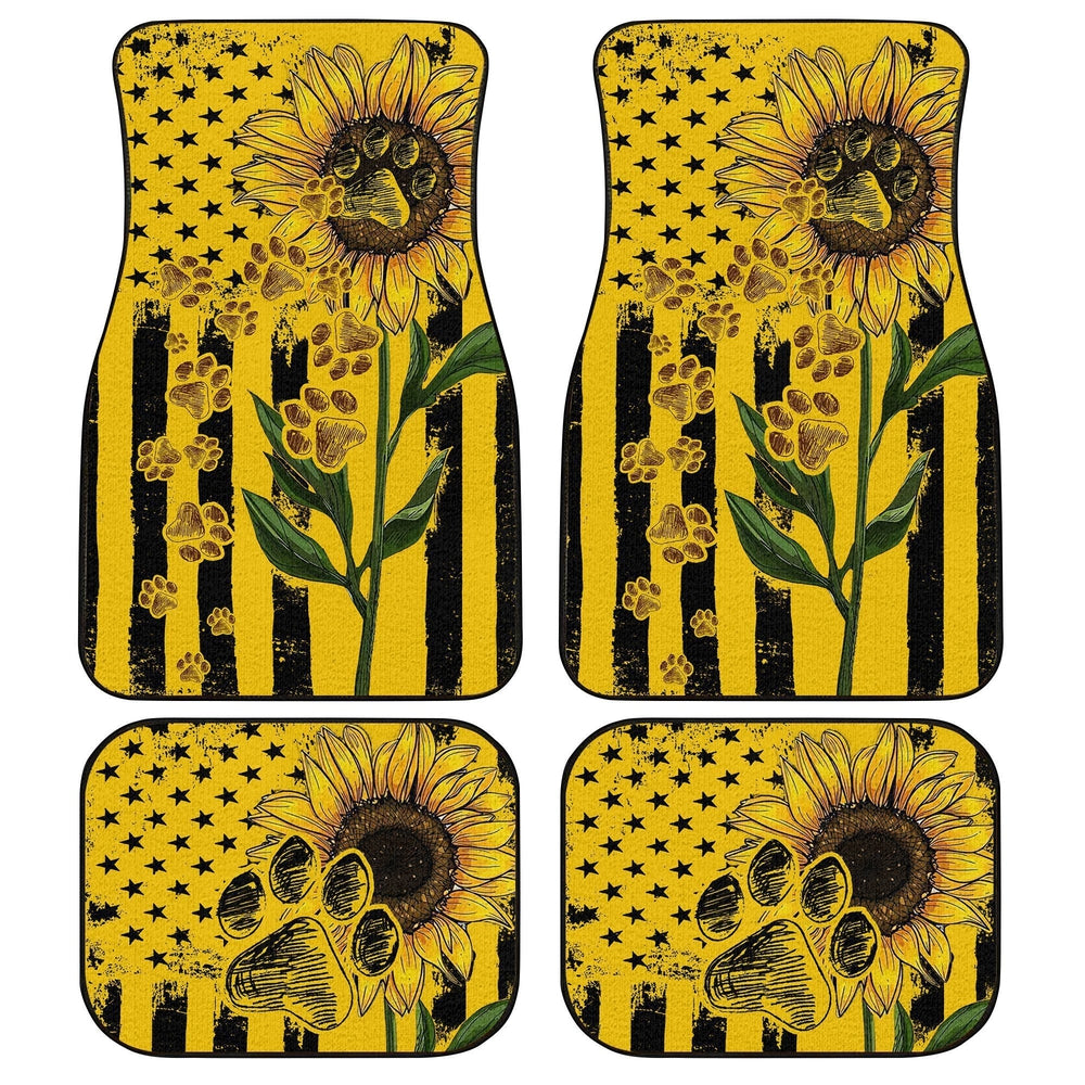 Dog Car Floor Mats Sunflower Pawprint American Flag Pattern Yellow Car Mats