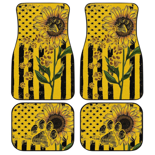 Dog Car Floor Mats Sunflower Pawprint American Flag Pattern Yellow Car Mats