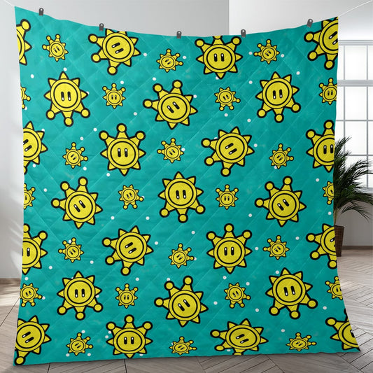 Mario Quilt Super Mario Sunshine Pattern Quilt Green Yellow
