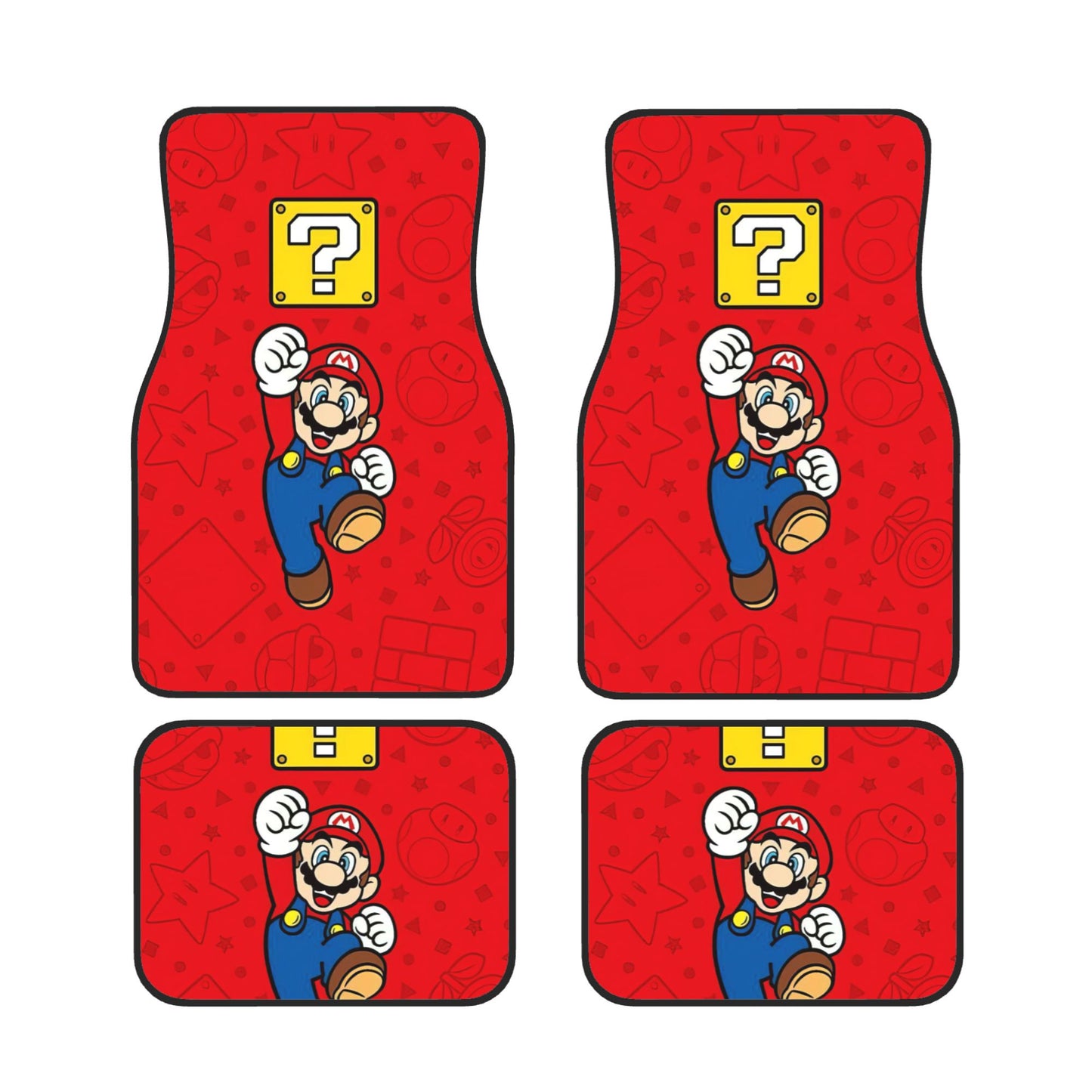 Mario Car Mats Mario Jumps Question Box Items Pattern Car Floor Mats Red