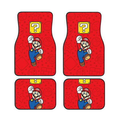 Mario Car Mats Mario Jumps Question Box Items Pattern Car Floor Mats Red