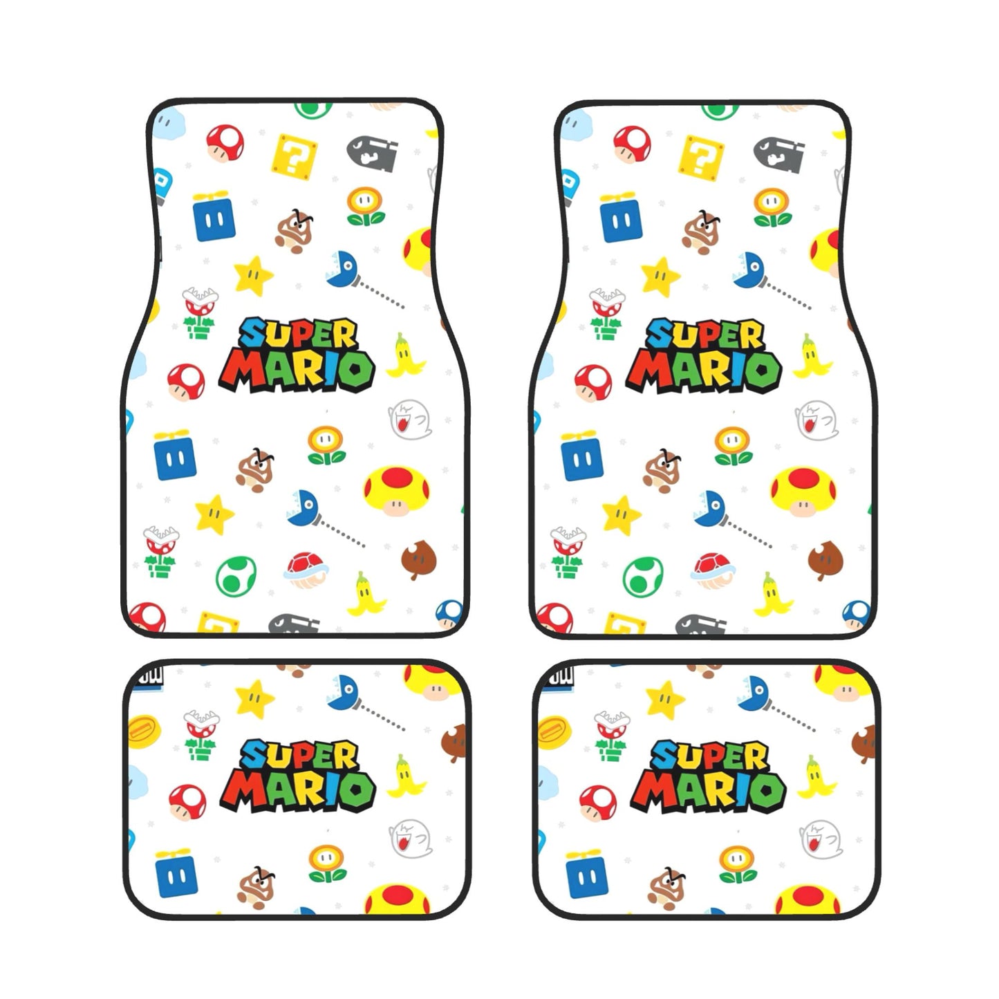 Mario Car Mats Cute Mario Game Items Pattern Car Floor Mats Colorful