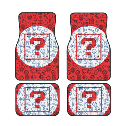 Mario Car Mats Mario Game Items Question Box Pattern Graphic Car Floor Mats White Red