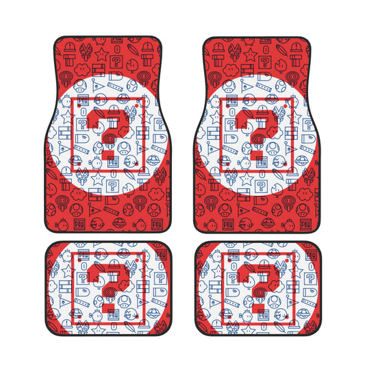 Mario Car Mats Mario Game Items Question Box Pattern Graphic Car Floor Mats White Red