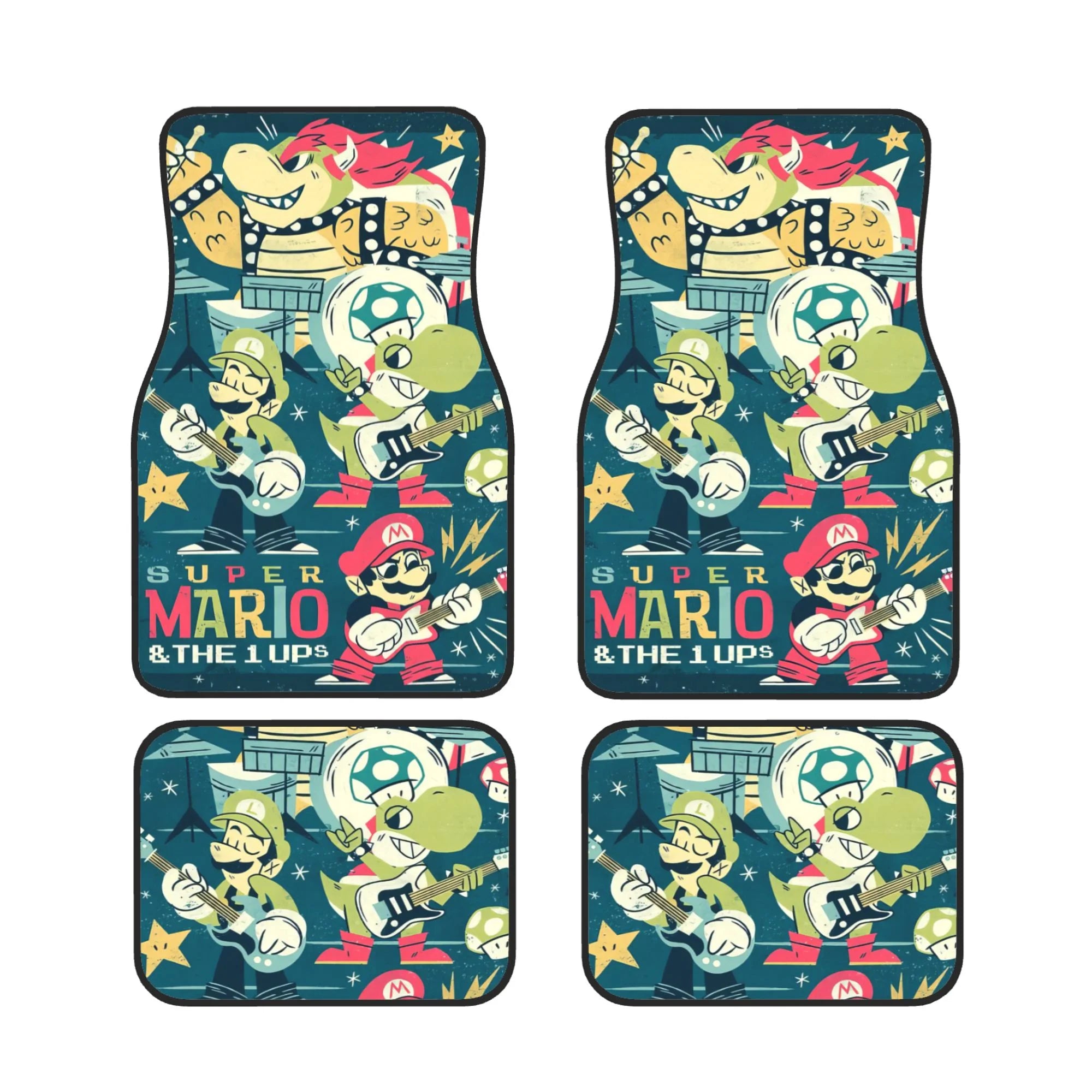 Mario Car Mats Super Mario And The One Ups Graphic Car Floor Mats Colo ...