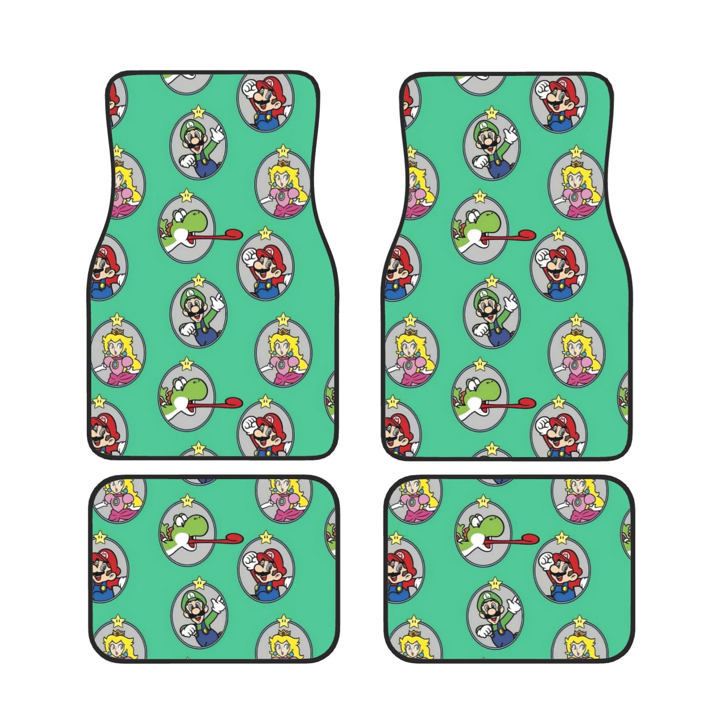 Mario Car Mats Mario Game Characters In Picture Frames Pattern Car Floor Mats Green