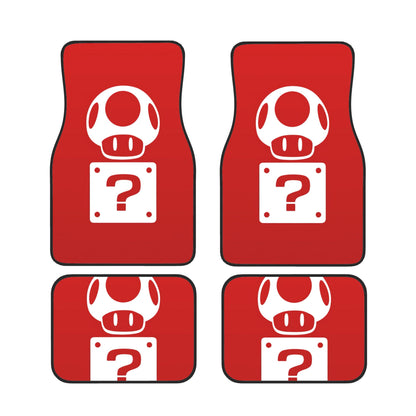 Mario Car Mats Mario Game Items Mushroom And Question Box Graphic Car Floor Mats Red White