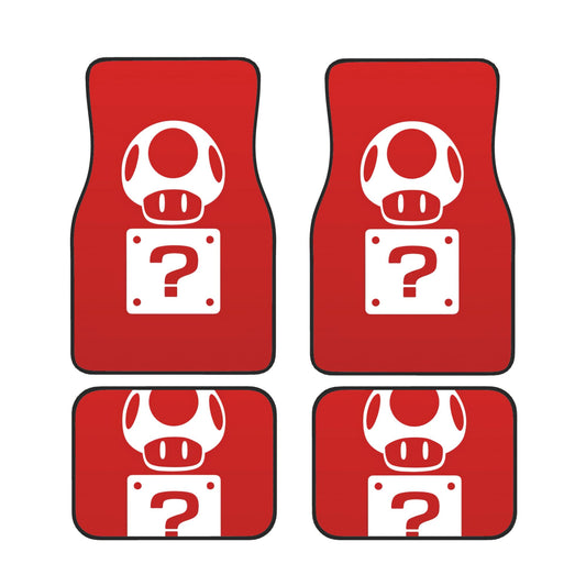 Mario Car Mats Mario Game Items Mushroom And Question Box Graphic Car Floor Mats Red White