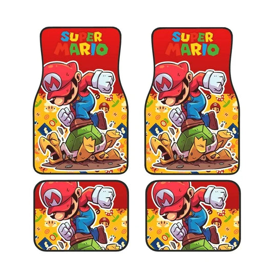 Mario Car Mats Super Mario Fights Turtle Graphic Car Floor Mats Colorful