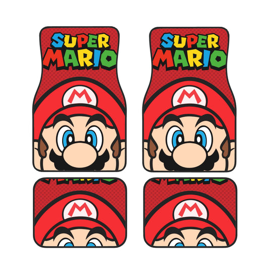 Mario Car Mats Game Character Super Mario Close Up Face Car Floor Mats Red