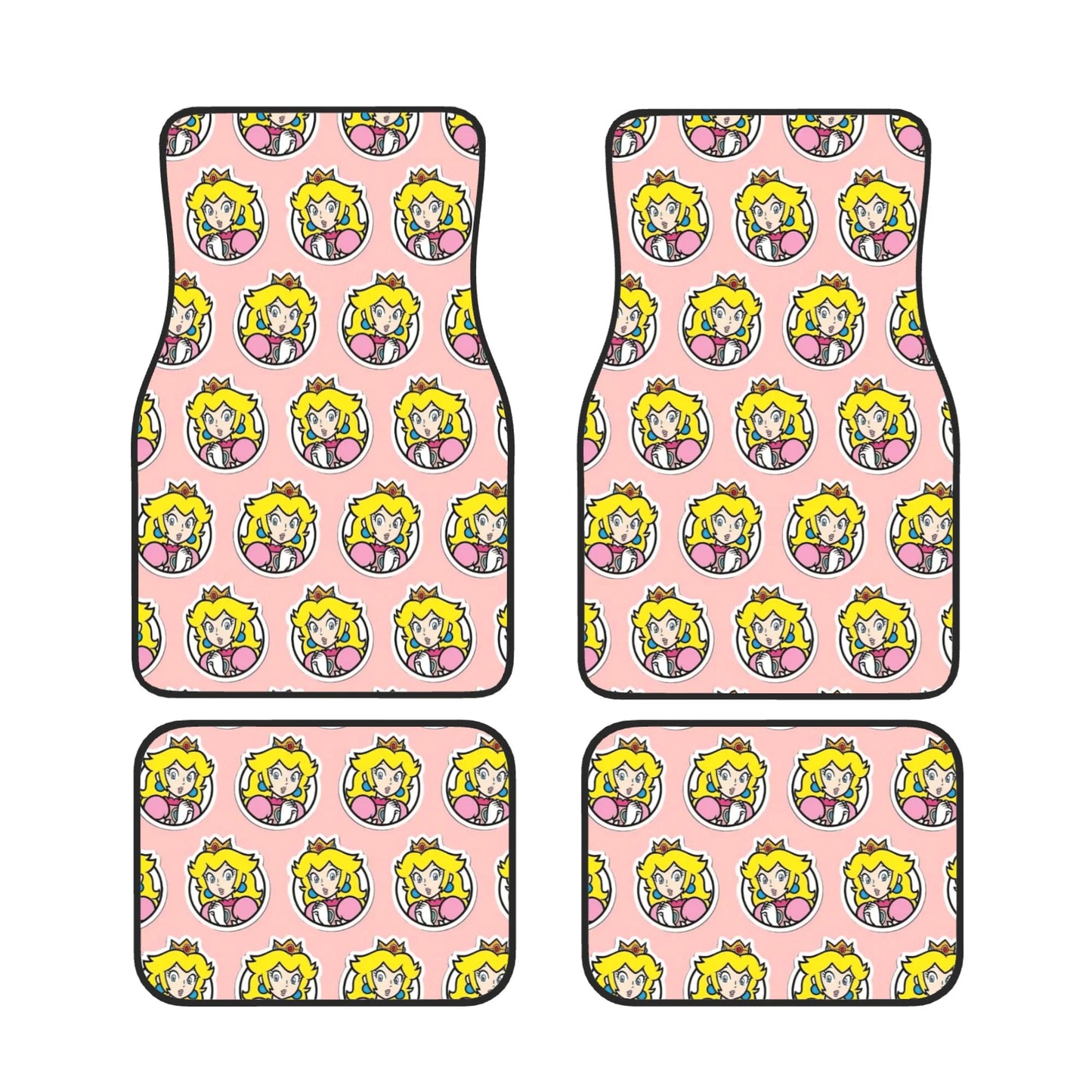 Mario Car Mats Super Mario Bros Character Princess Peach Pattern Car Floor Mats Pink