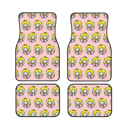 Mario Car Mats Super Mario Bros Character Princess Peach Pattern Car Floor Mats Pink