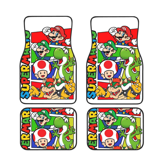 Mario Car Mats Cute Mario Game Character Graphic Car Floor Mats Colorful