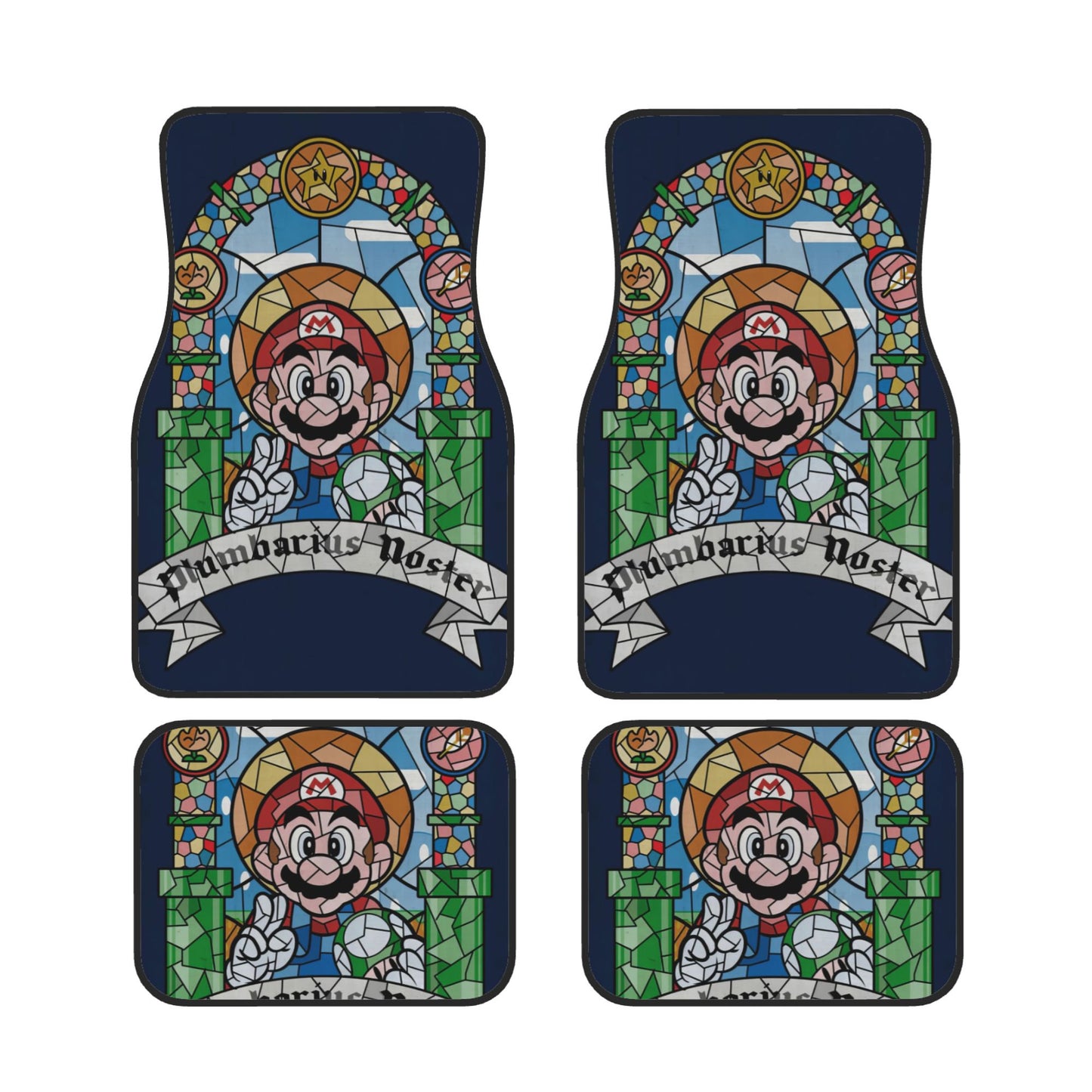 Mario Car Mats Mario Plumbarius Noster Stained Glass Style Car Floor Mats Colorful