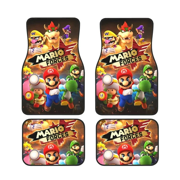 Mario Car Mats Mario Forces Against The Enemies Graphic Car Floor Mats Colorful