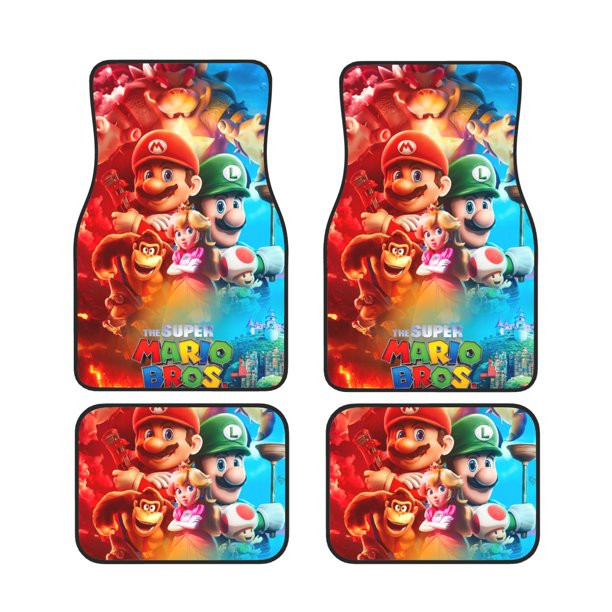 Mario Car Mats Super Mario Bros Poster Graphic Characters Car Floor Mats Red Blue