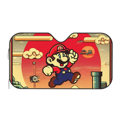 Mario Car Sun Shade Super Mario Jumping In The Game Winshield Sun Shade Yellow Red