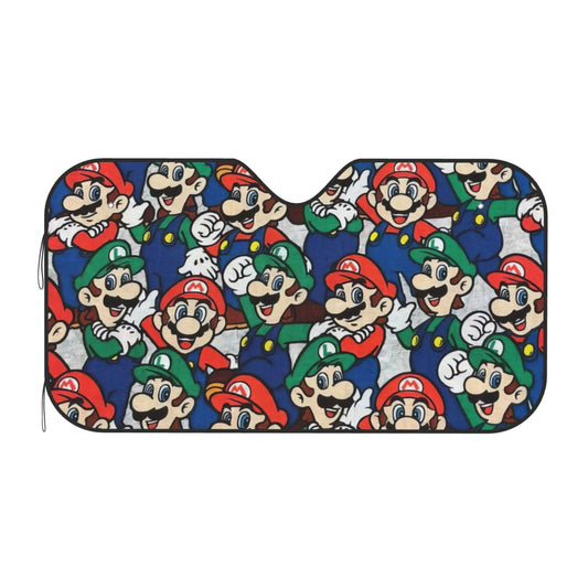 Mario Car Sun Shade Luigi And Mario Doodle Pattern Winshield Sun Shade Red Green