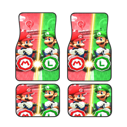 Mario Car Mats Mario And Luigi Fight In Mario Cart Car Floor Mats Red Green