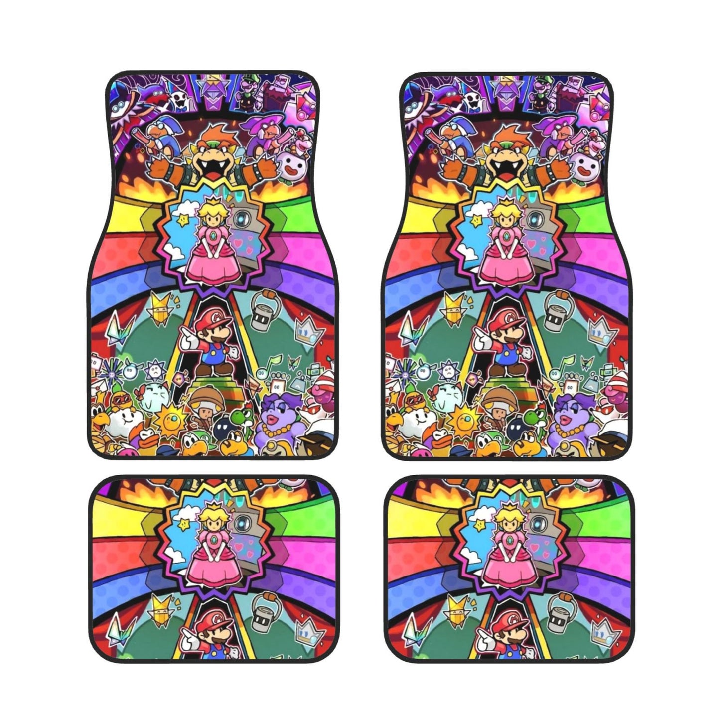 Mario Car Mats All Of The Super Mario Bros In Chibi Style Car Floor Mats Colorful