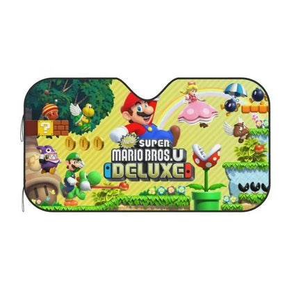 Mario Car Sun Shade Super Mario Bros Deluxe Game Graphic Winshield Sun Shade Colorful