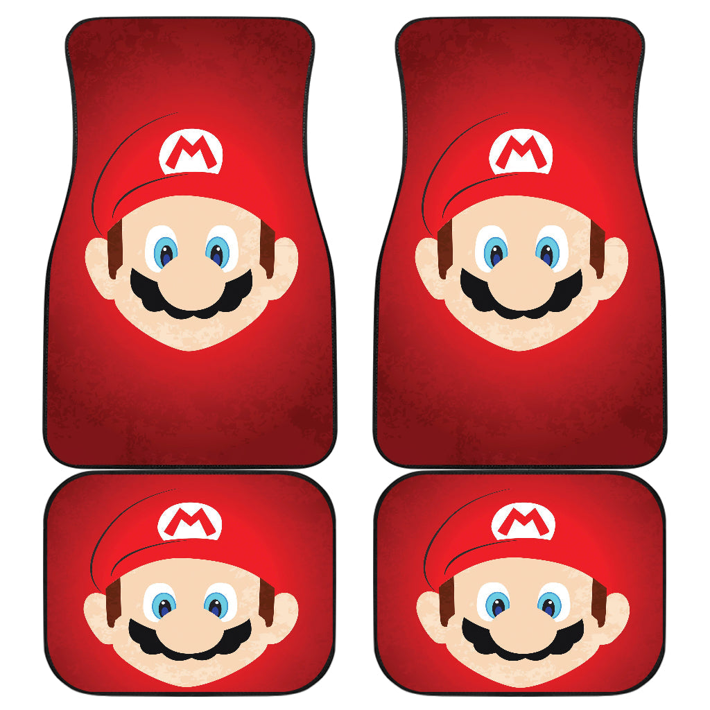 Mario Car Mats Super Mario Face Details Pattern Car Floor Mats Red