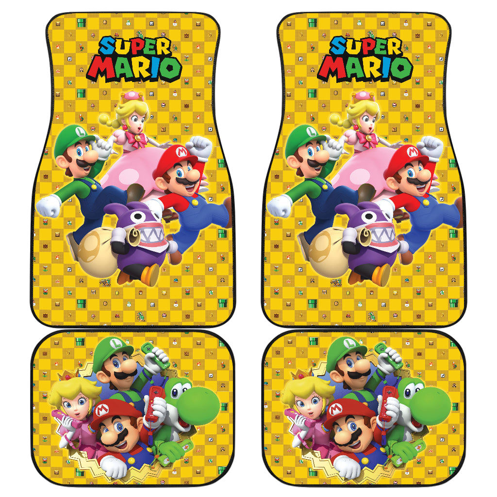 Mario Car Mats Princess Peach Mario Luigi Graphic Car Floor Mats Colorful