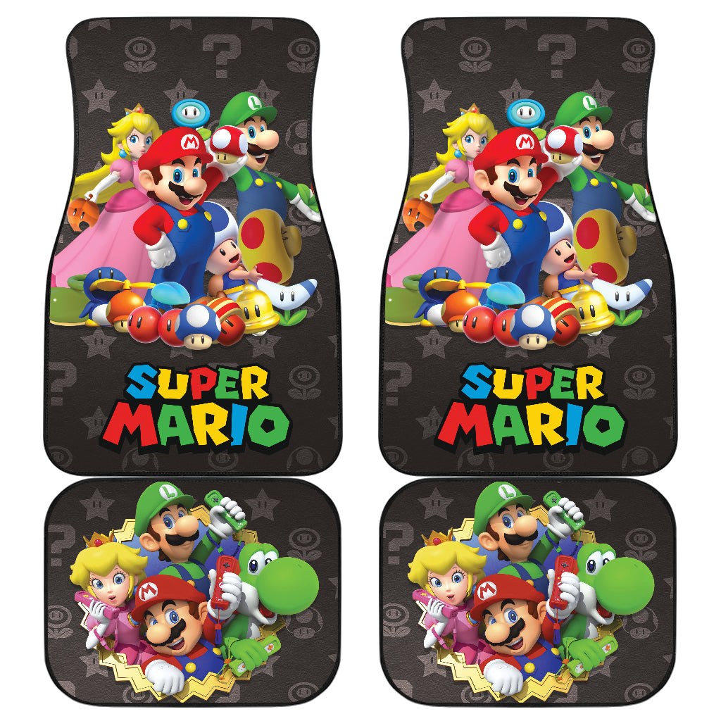 Mario Car Mats Super Mario All Characters Graphic Car Floor Mats Colorful