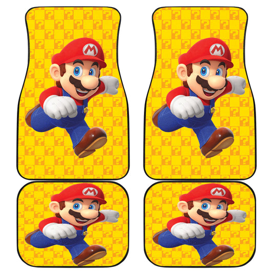 Mario Car Mats Mario On The Run Question Box Pattern Car Floor Mats Yellow