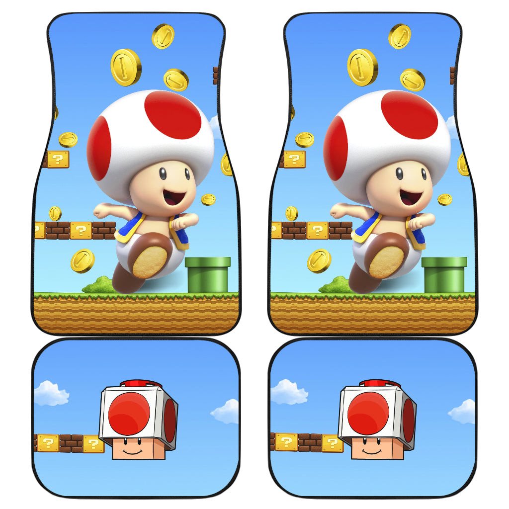 Mario Car Mats Game Character Cute Toad In The Run Car Floor Mats Colorful