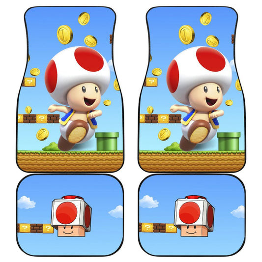 Mario Car Mats Game Character Cute Toad In The Run Car Floor Mats Colorful