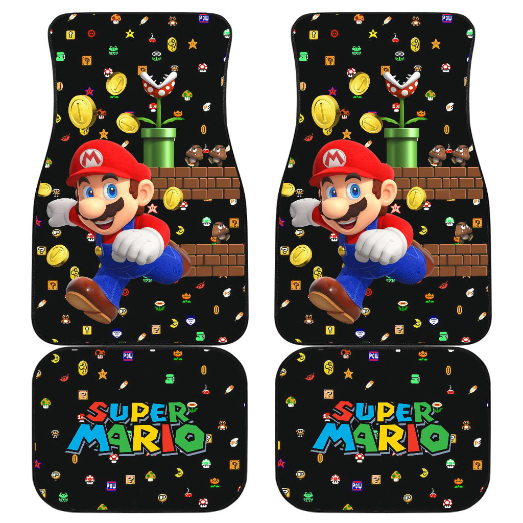 Mario Car Mats Mario In The Game Items Pattern Car Floor Mats Black