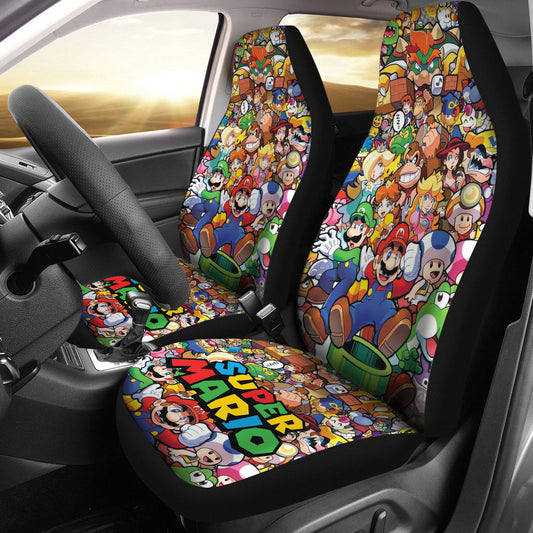 Mario Car Seat Covers Super Mario All Chacracters Pattern Seat Covers Colorful