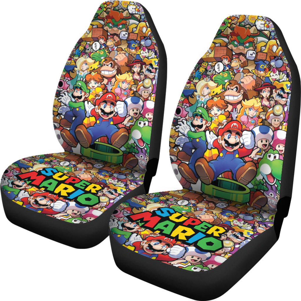 Mario Car Seat Covers Super Mario All Chacracters Pattern Seat Covers Colorful