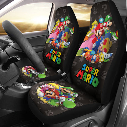 Mario Car Seat Covers Super Mario Characters Graphic Seat Covers Black