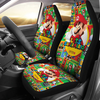 Mario Car Seat Covers Let's Super Mario Game Pattern Seat Covers Colorful