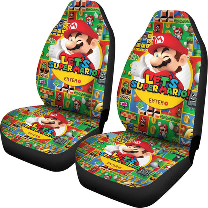 Mario Car Seat Covers Let's Super Mario Game Pattern Seat Covers Colorful