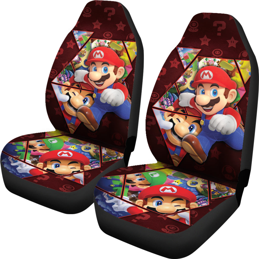 Mario Car Seat Covers Mario Chacracter Game Items Pattern Seat Covers Colorful