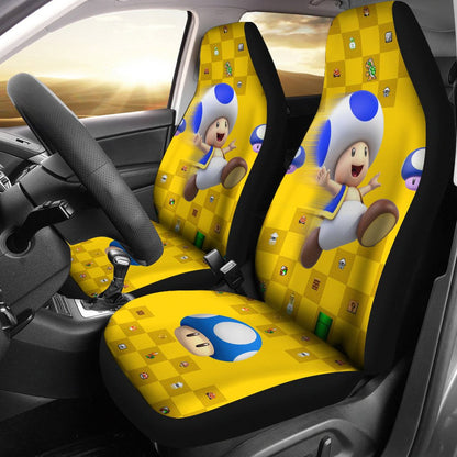 Mario Car Seat Covers Mini Mushroom Game Items Pattern Seat Covers Yellow