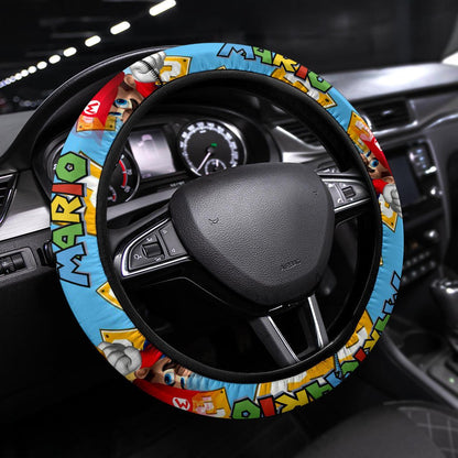 Mario Steering Wheel Cover Mario Graphic Game Pattern Driving Wheel Cover Colorful