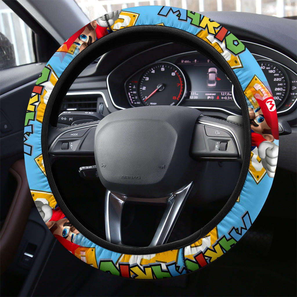 Mario Steering Wheel Cover Mario Graphic Game Pattern Driving Wheel Cover Colorful