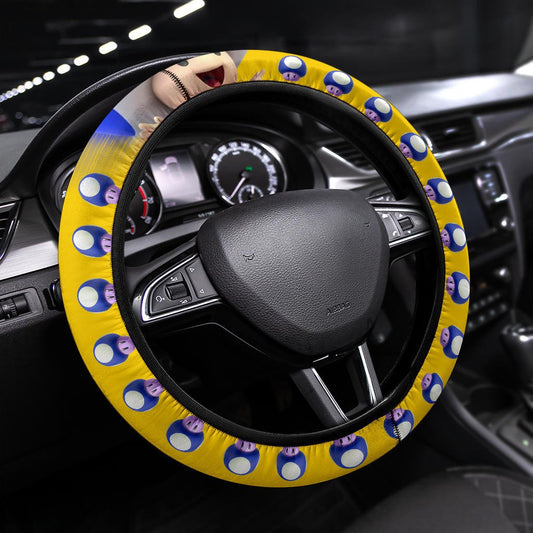 Mario Steering Wheel Cover Super Mario Mushroom Pattern Driving Wheel Cover Yellow Blue