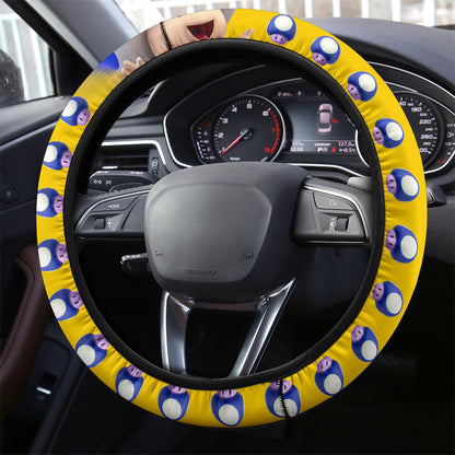 Mario Steering Wheel Cover Super Mario Mushroom Pattern Driving Wheel Cover Yellow Blue