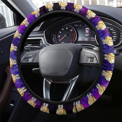 Dragon Ball Steering Wheel Cover Chibi Super Saiyan Dragon Ball Galaxy Driving Wheel Cover Purple