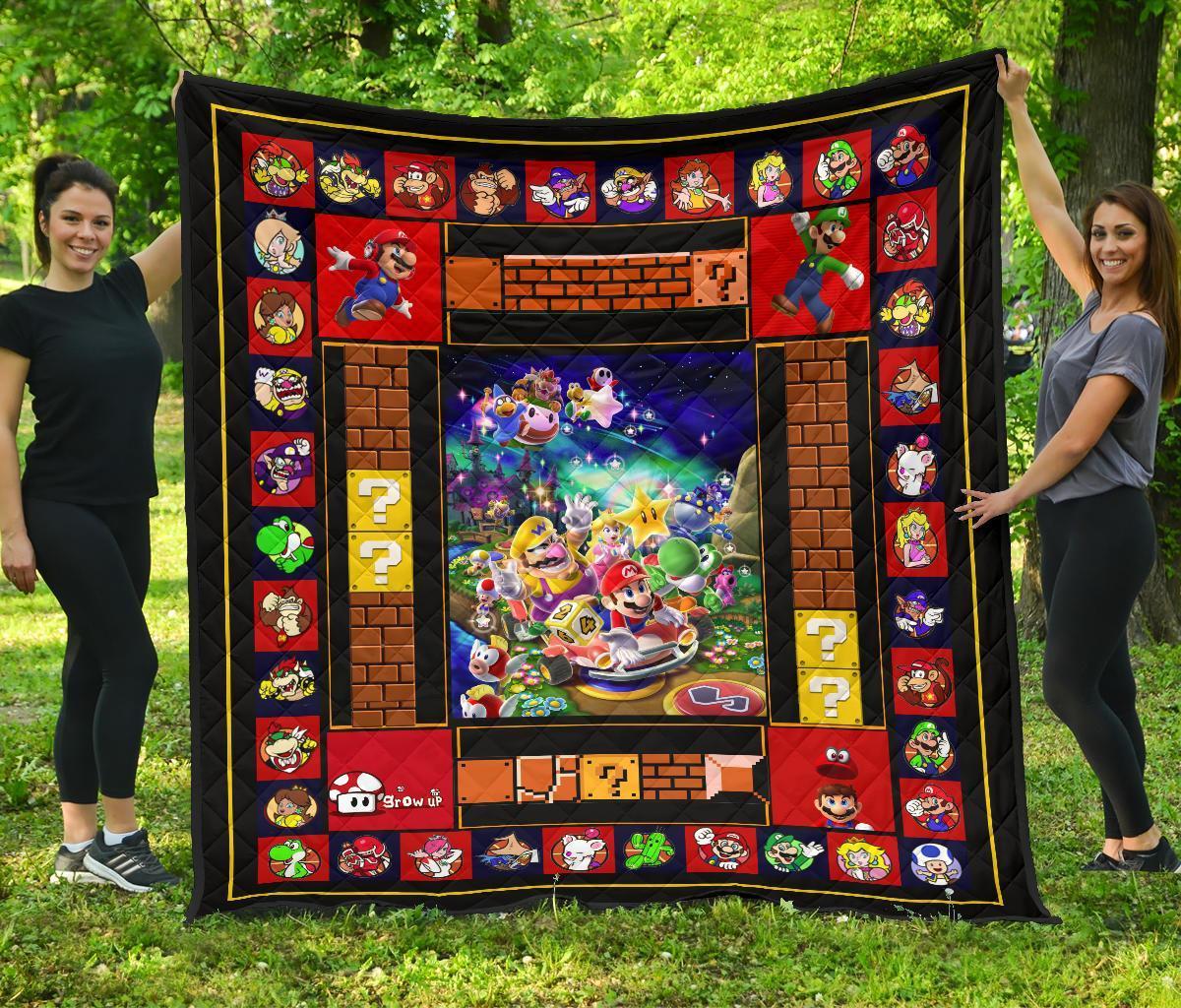 Mario Quilt Super Mario Game Characters And Items Quilt Colorful