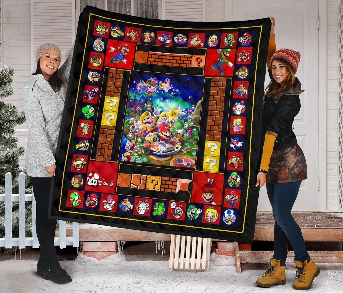 Mario Quilt Super Mario Game Characters And Items Quilt Colorful