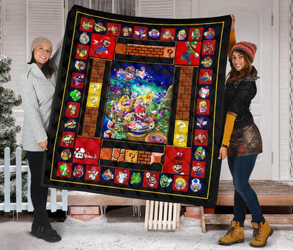 Mario Quilt Super Mario Game Characters And Items Quilt Colorful