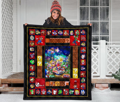 Mario Quilt Super Mario Game Characters And Items Quilt Colorful
